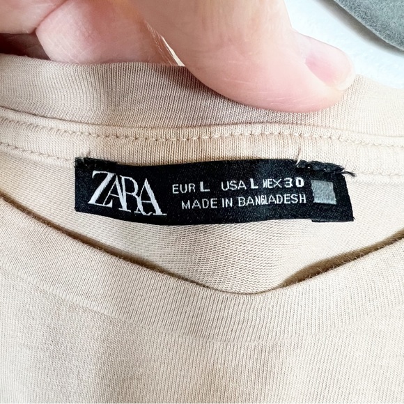 Zara Cropped Short Sleeve Tee Size Large - Picture 7 of 8